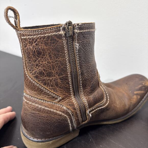 Men’s Roan Sz 10 Leather Crown Greenland Zip Up Boot Distressed‎ main image 6